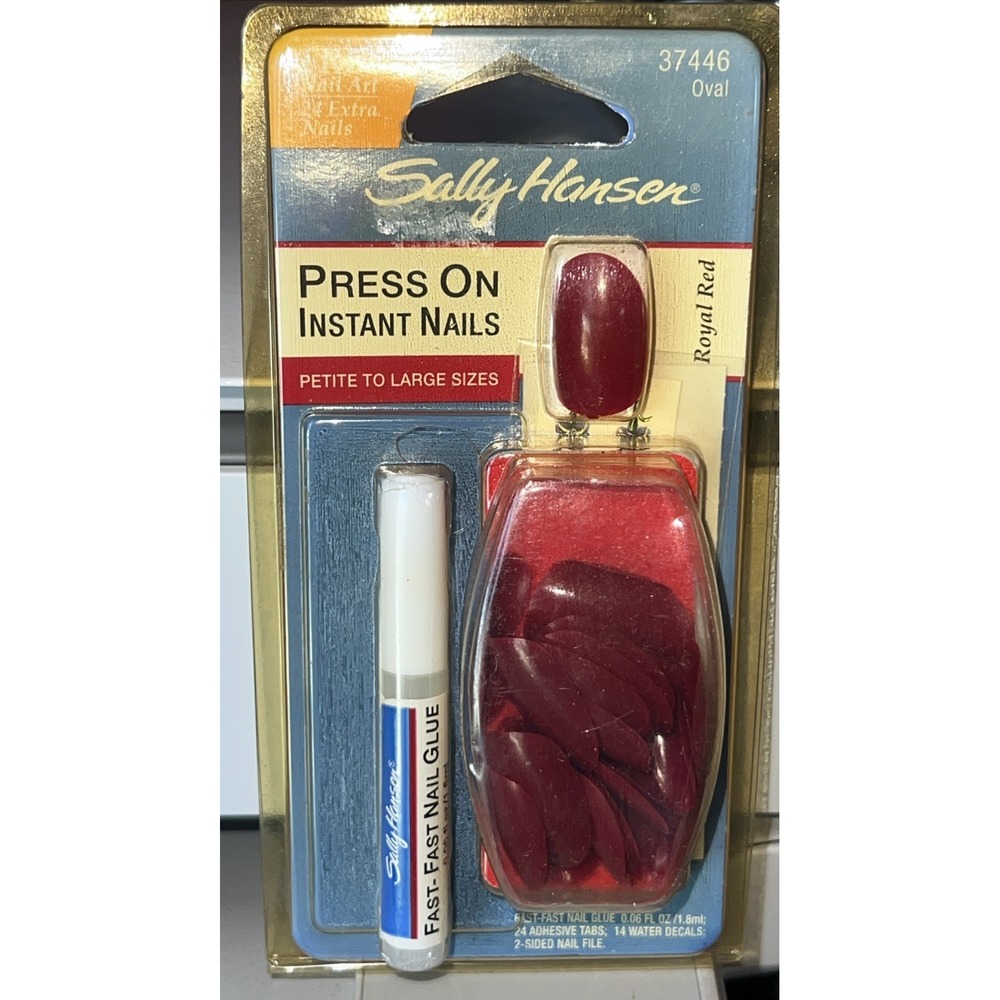 Vintage 1999 Sally‎ Hansen Press On Instant Nails Royal Red 37446 Oval Sealed